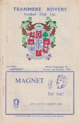 Tranmere Rovers v Aldershot Match Programme 1964-10-05